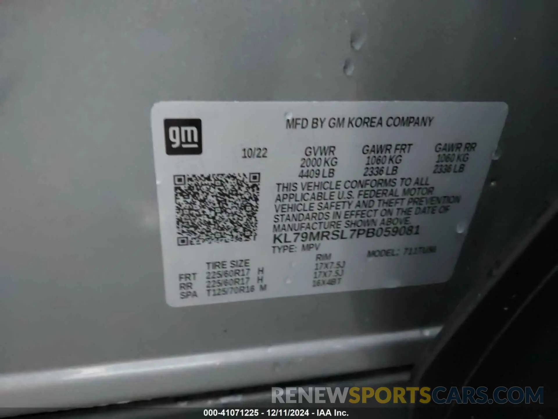 9 Photograph of a damaged car KL79MRSL7PB059081 CHEVROLET TRAILBLAZER 2023
