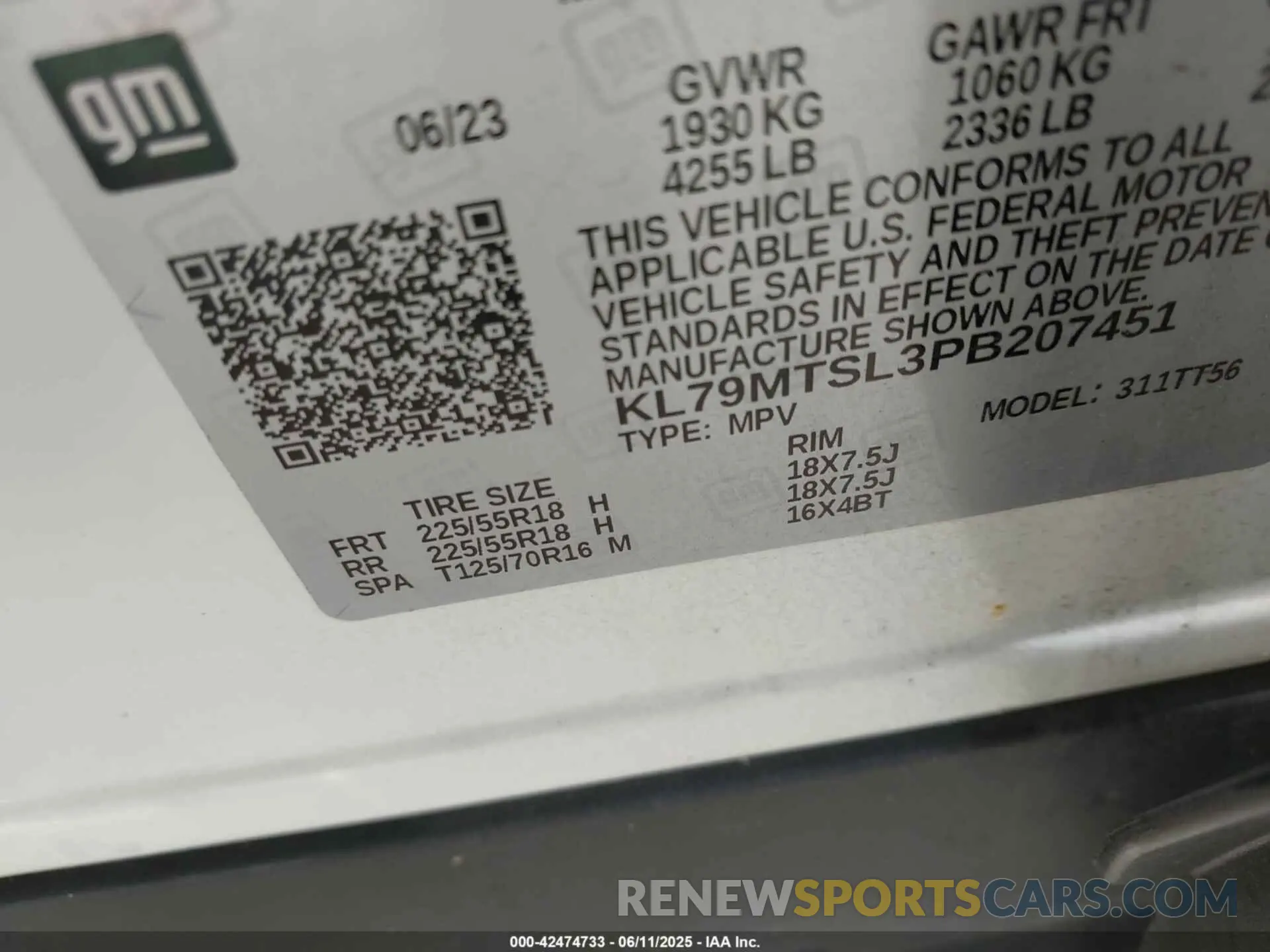 9 Photograph of a damaged car KL79MTSL3PB207451 CHEVROLET TRAILBLAZER 2023