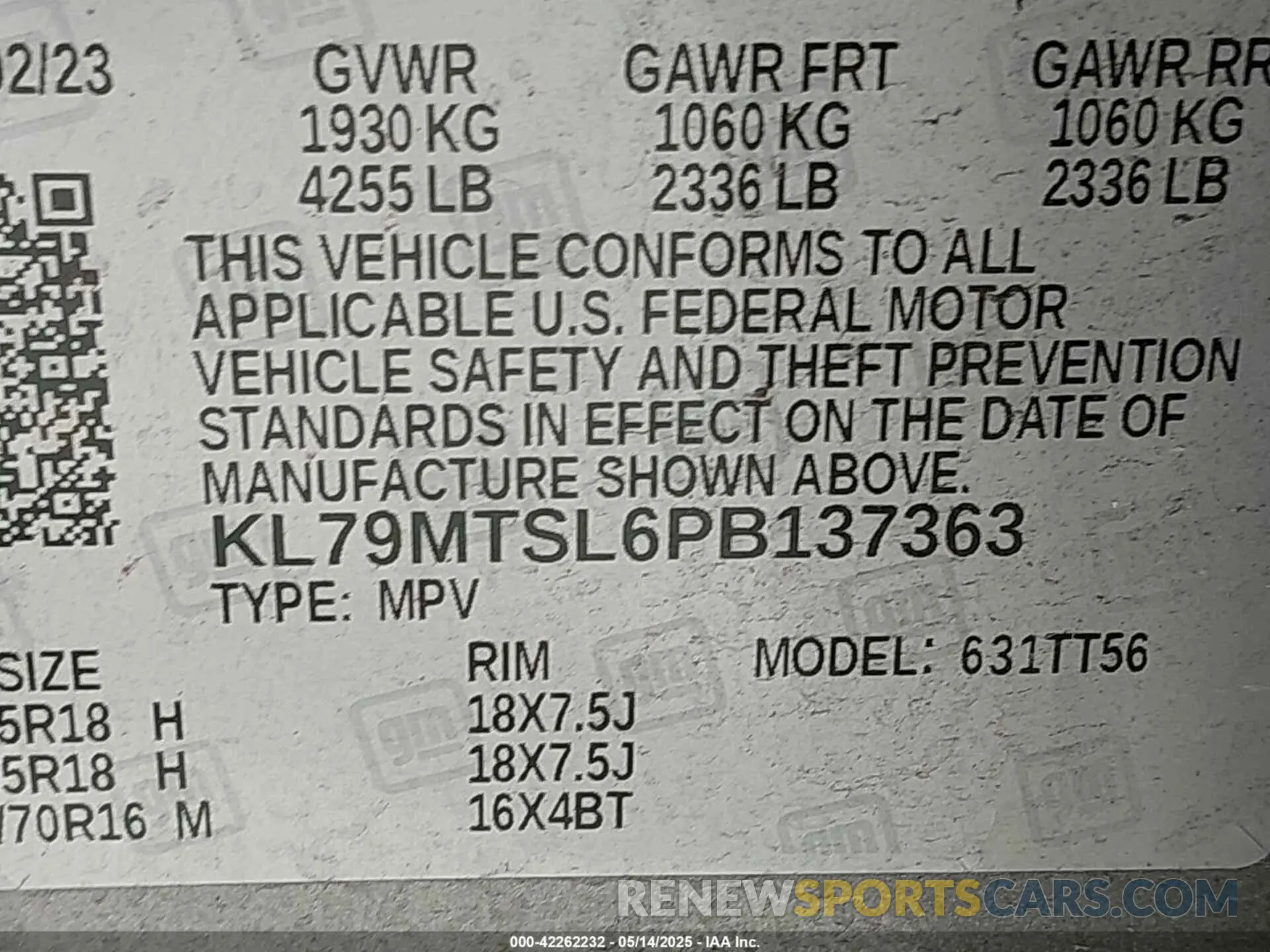 9 Photograph of a damaged car KL79MTSL6PB137363 CHEVROLET TRAILBLAZER 2023