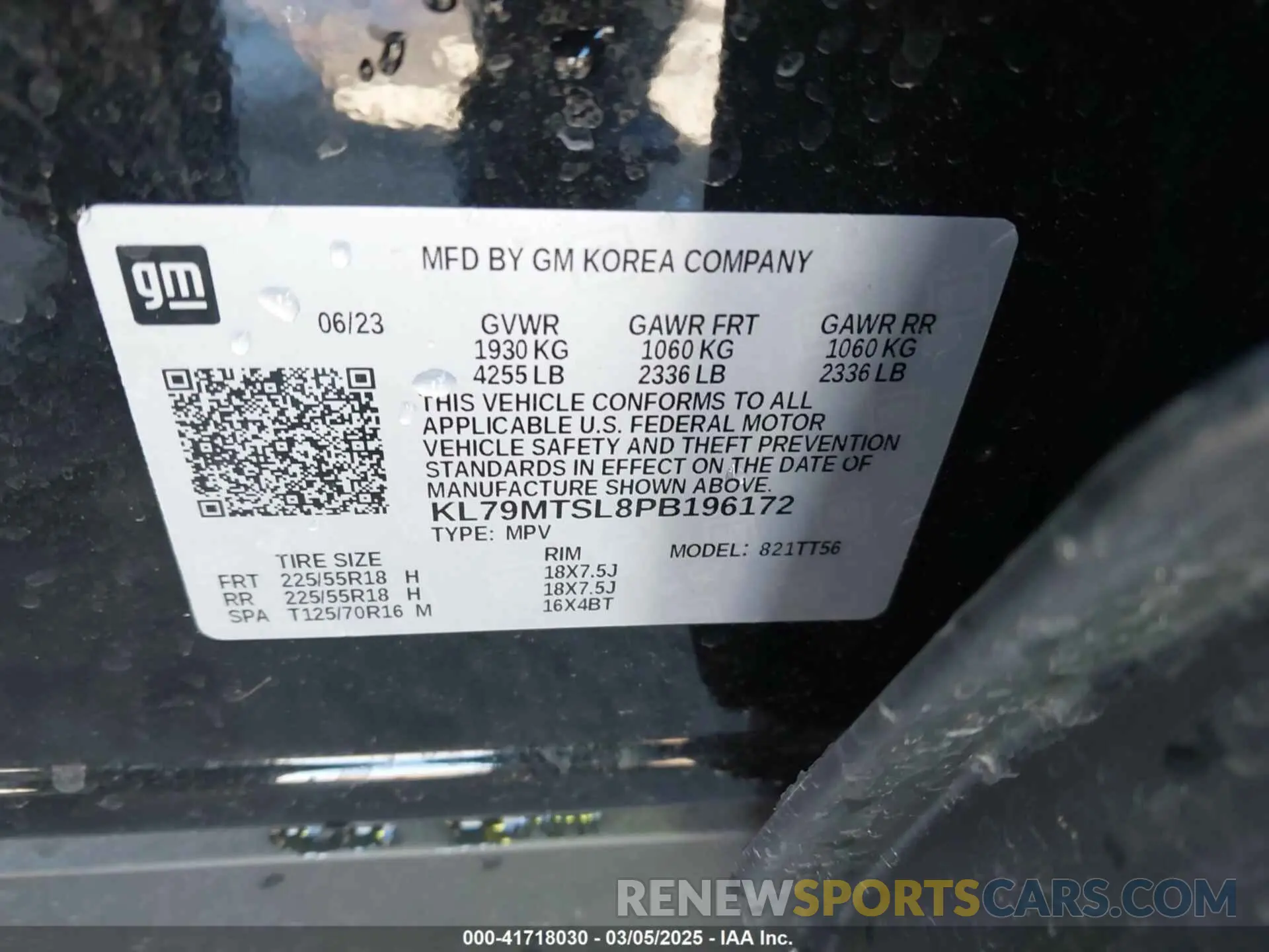 9 Photograph of a damaged car KL79MTSL8PB196172 CHEVROLET TRAILBLAZER 2023