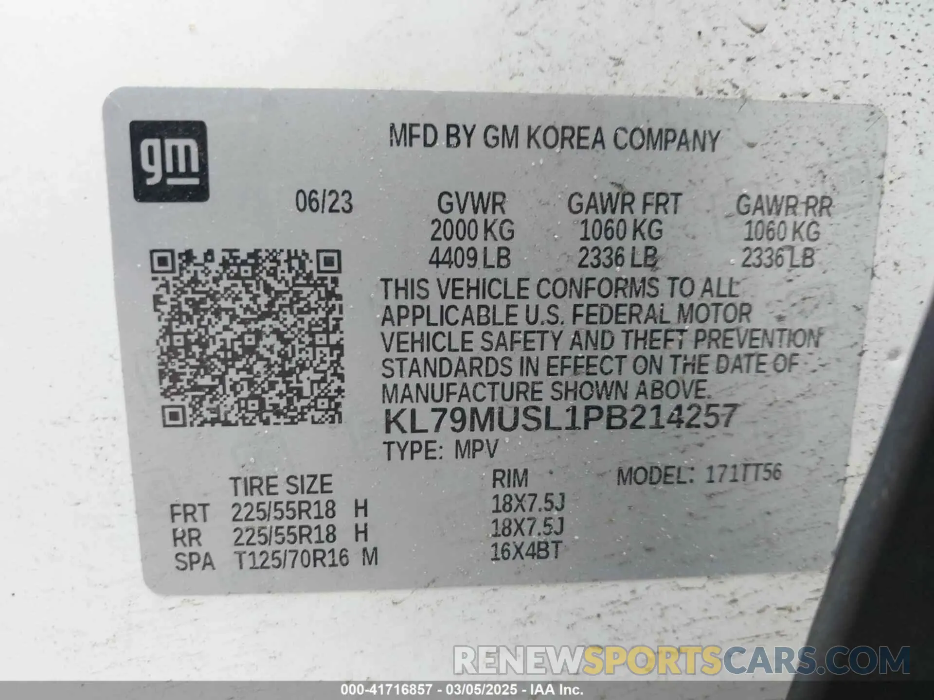 9 Photograph of a damaged car KL79MUSL1PB214257 CHEVROLET TRAILBLAZER 2023