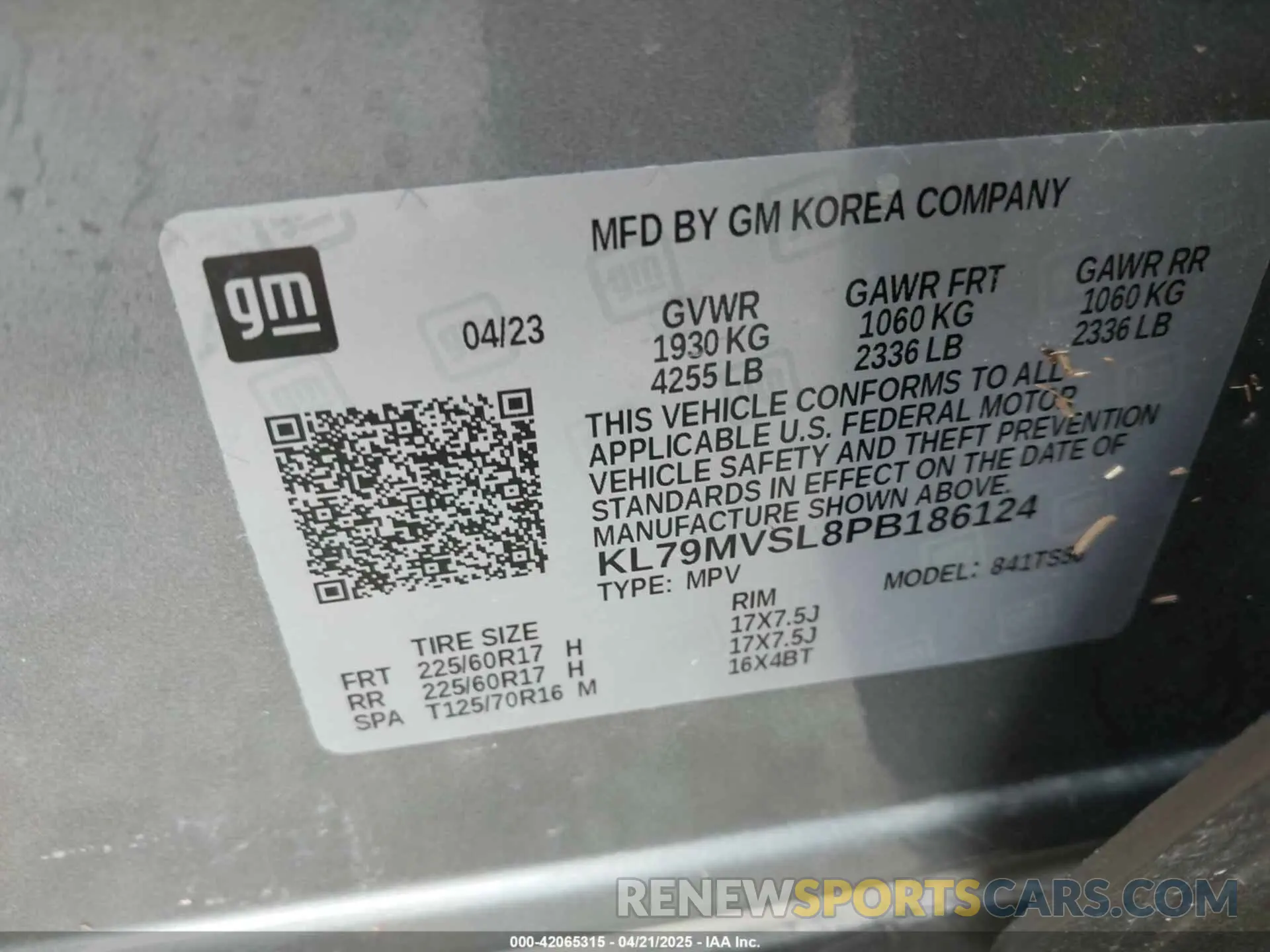 9 Photograph of a damaged car KL79MVSL8PB186124 CHEVROLET TRAILBLAZER 2023