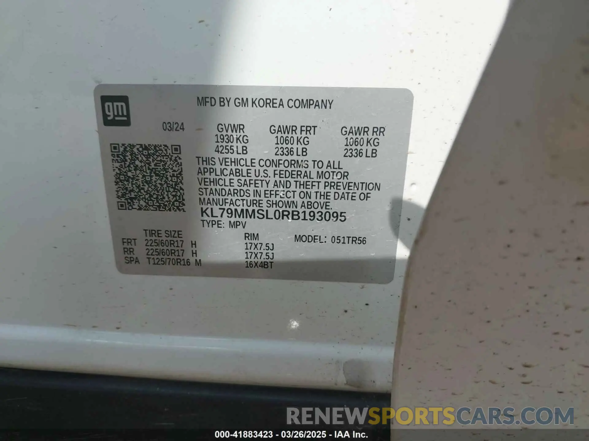 9 Photograph of a damaged car KL79MMSL0RB193095 CHEVROLET TRAILBLAZER 2024