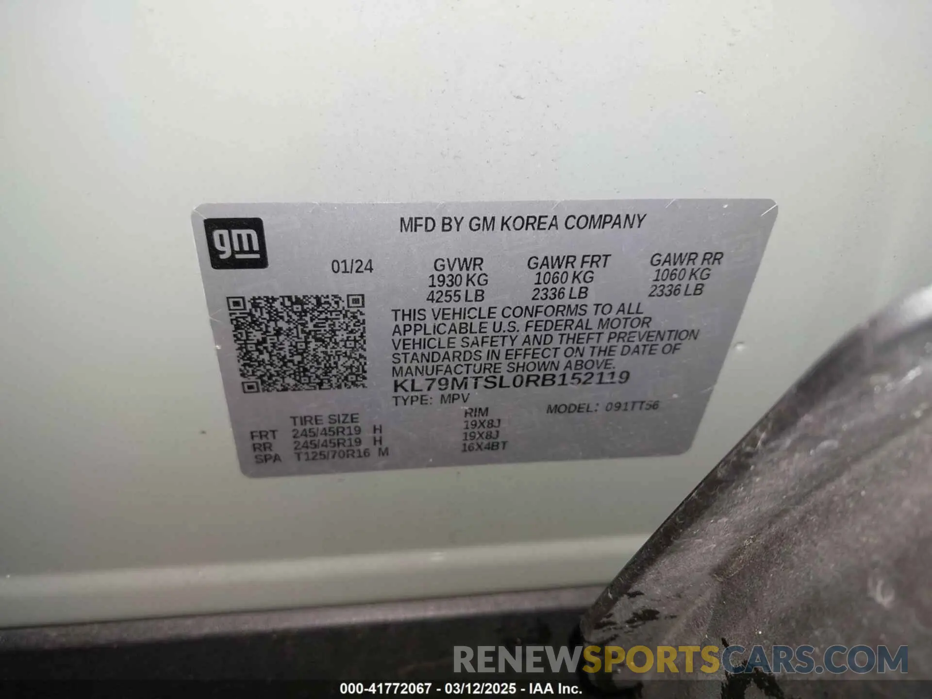 9 Photograph of a damaged car KL79MTSL0RB152119 CHEVROLET TRAILBLAZER 2024