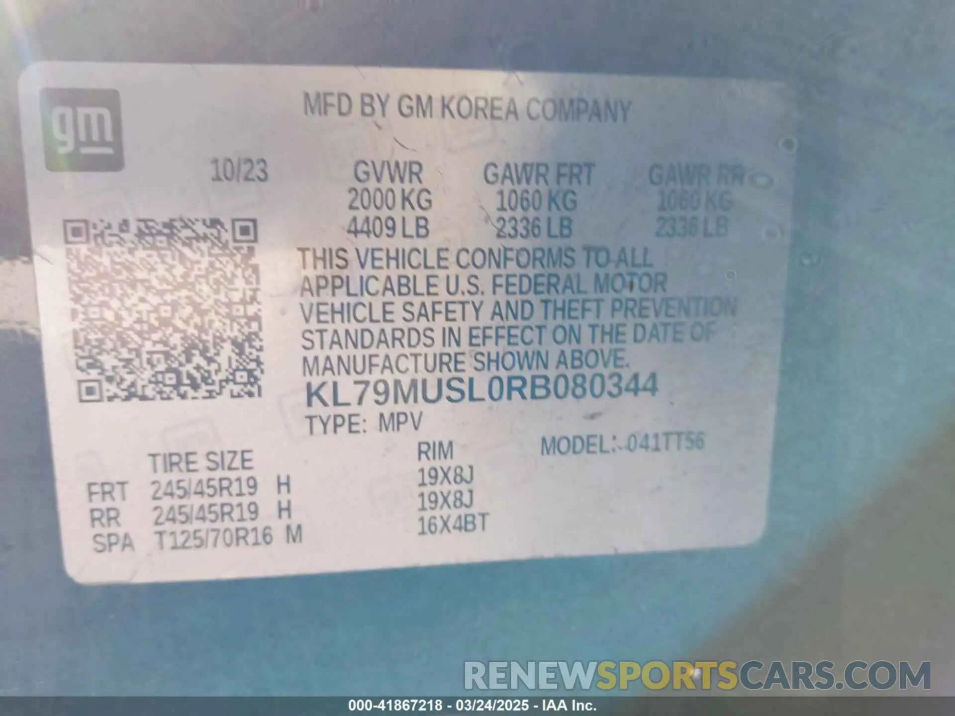 9 Photograph of a damaged car KL79MUSL0RB080344 CHEVROLET TRAILBLAZER 2024