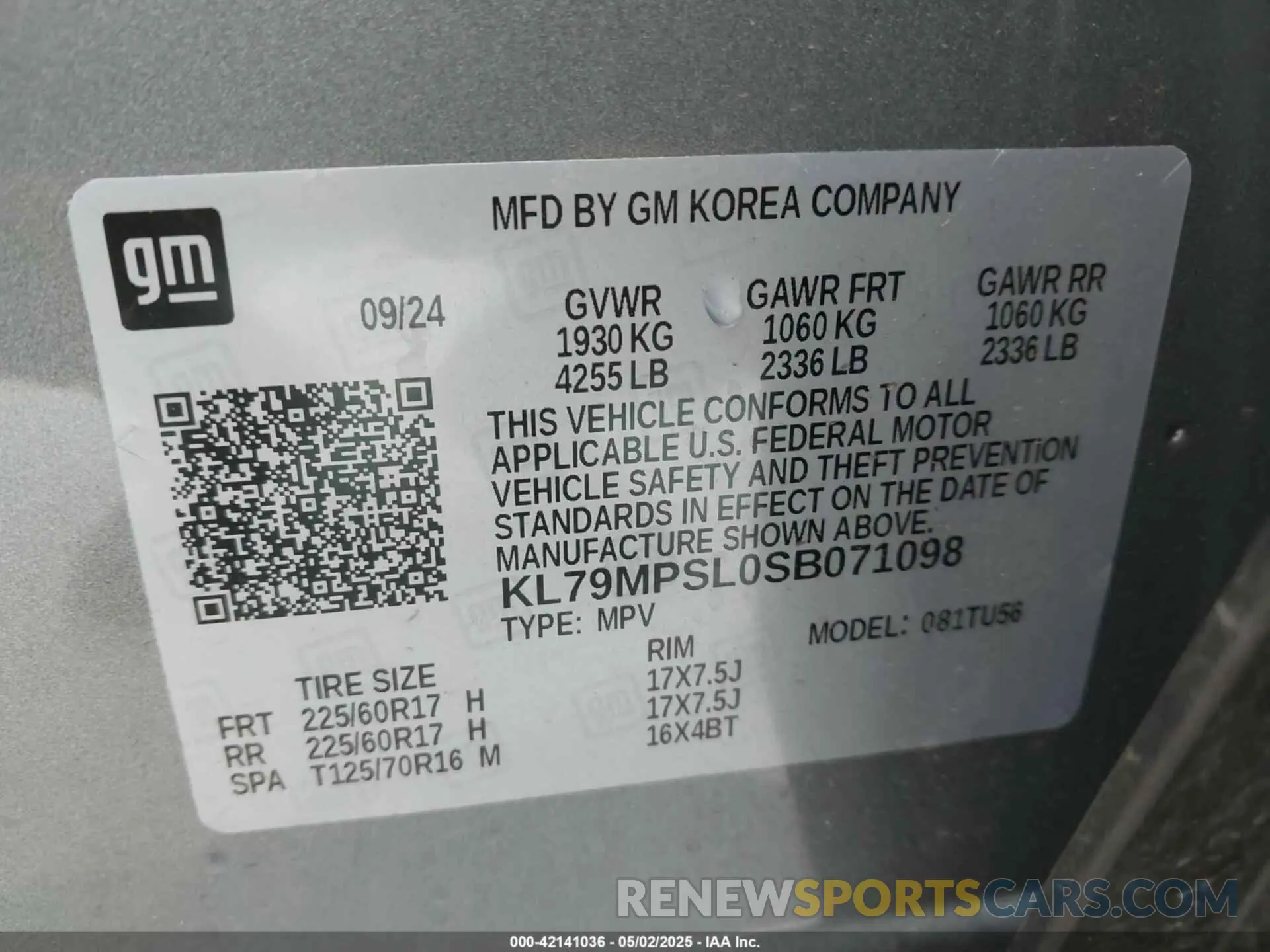 9 Photograph of a damaged car KL79MPSL0SB071098 CHEVROLET TRAILBLAZER 2025
