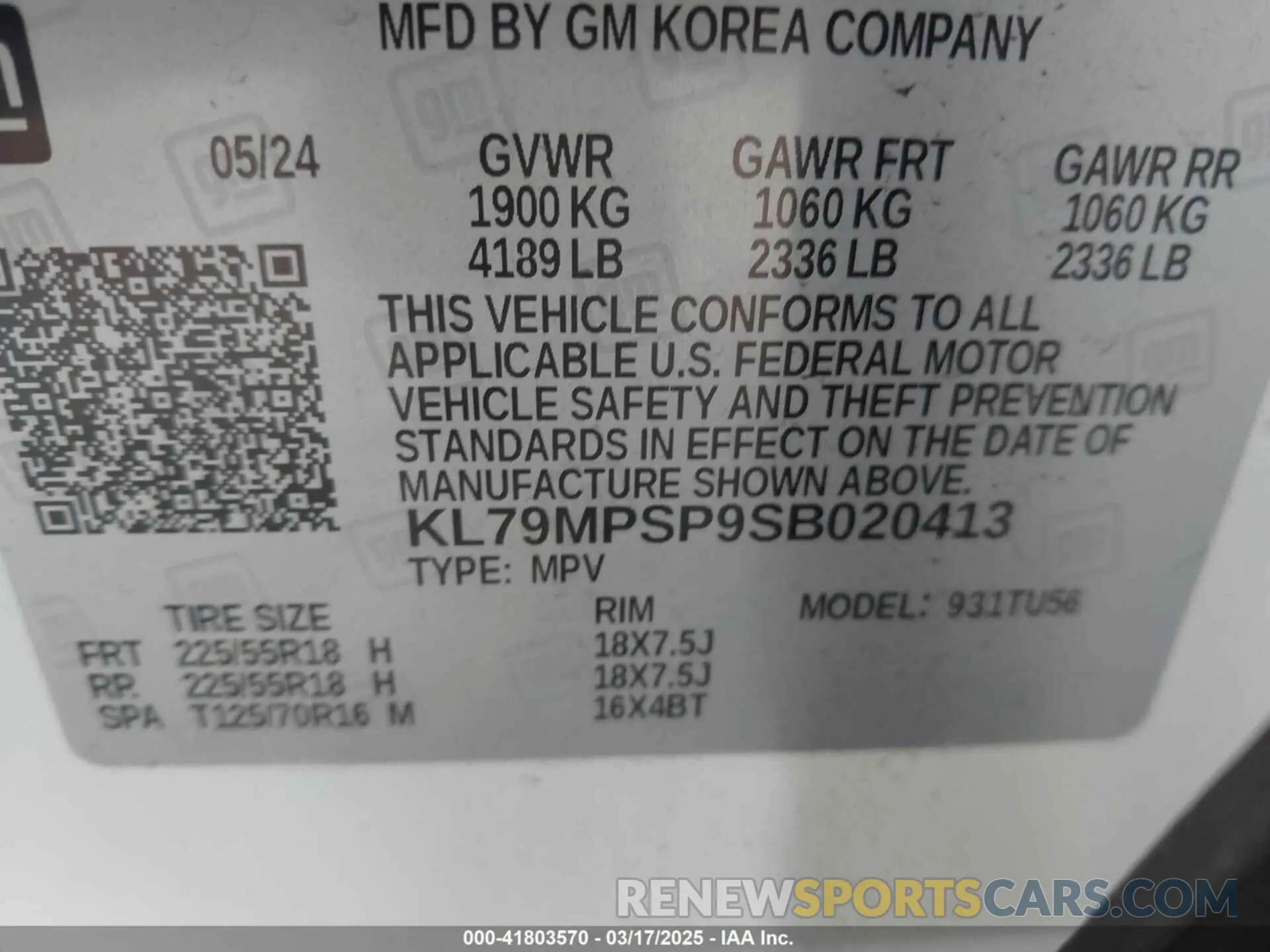 9 Photograph of a damaged car KL79MPSP9SB020413 CHEVROLET TRAILBLAZER 2025