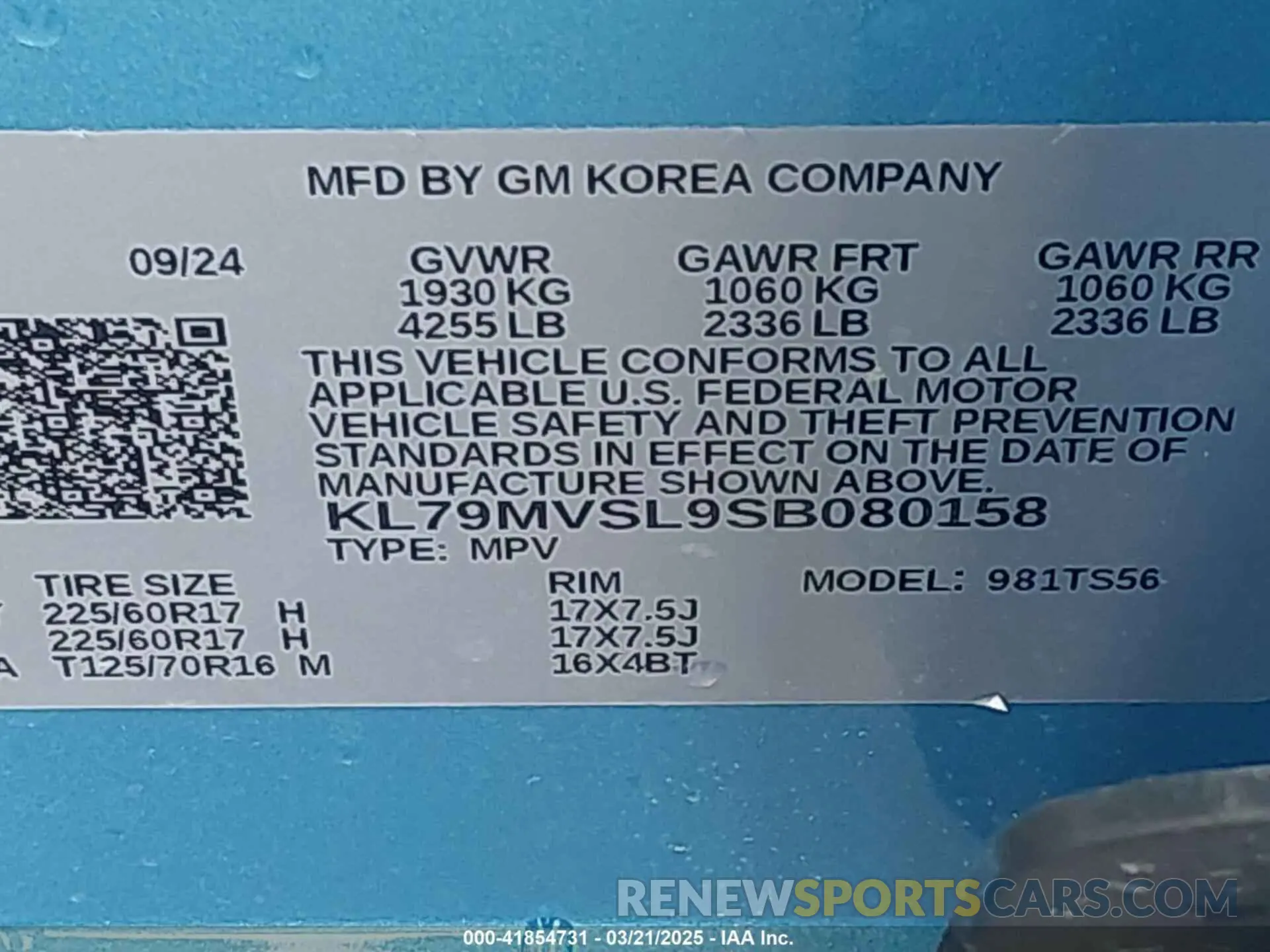 9 Photograph of a damaged car KL79MVSL9SB080158 CHEVROLET TRAILBLAZER 2025