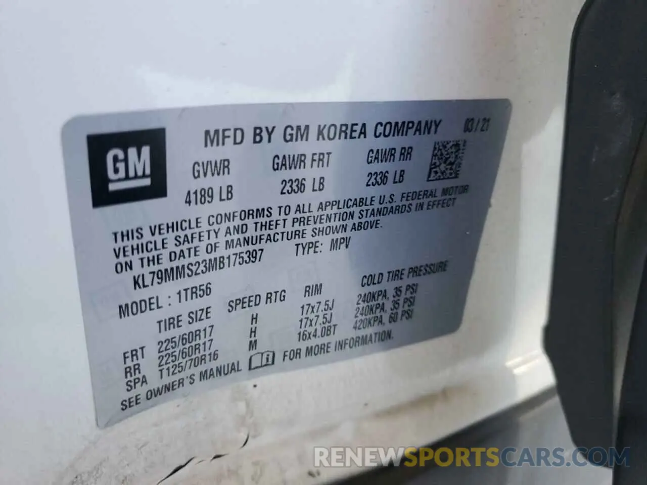 12 Photograph of a damaged car KL79MMS23MB175397 CHEVROLET TRAILBLZR 2021