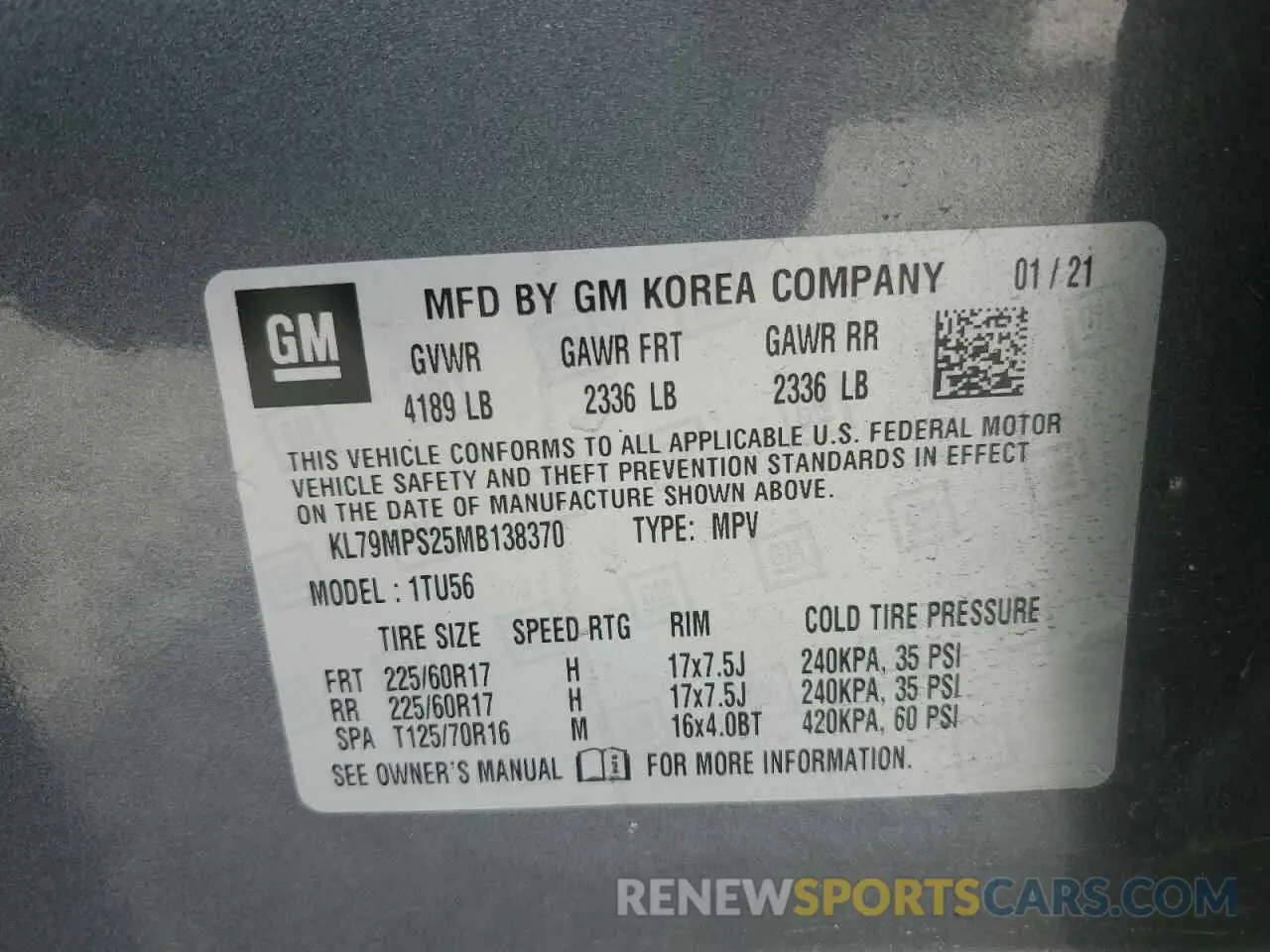 14 Photograph of a damaged car KL79MPS25MB138370 CHEVROLET TRAILBLZR 2021