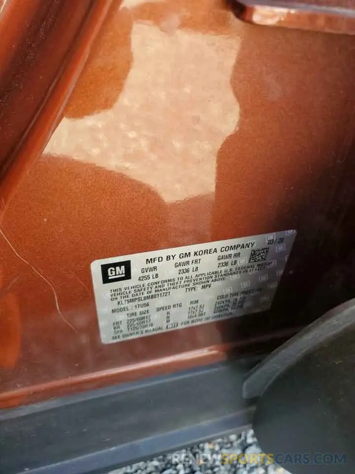 15 Photograph of a damaged car KL79MPSL8MB011721 CHEVROLET TRAILBLZR 2021