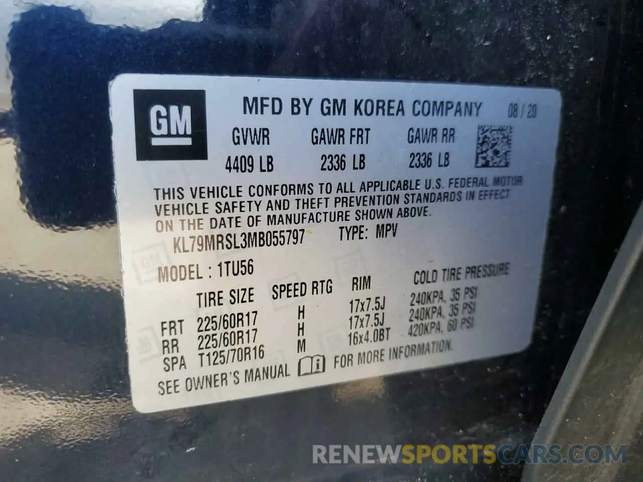 14 Photograph of a damaged car KL79MRSL3MB055797 CHEVROLET TRAILBLZR 2021