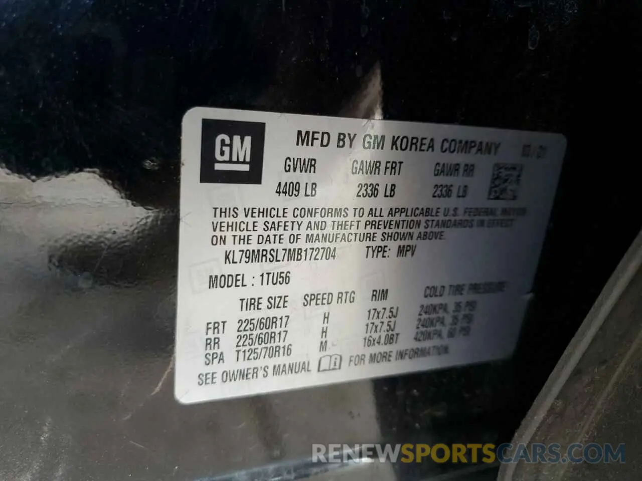 13 Photograph of a damaged car KL79MRSL7MB172704 CHEVROLET TRAILBLZR 2021