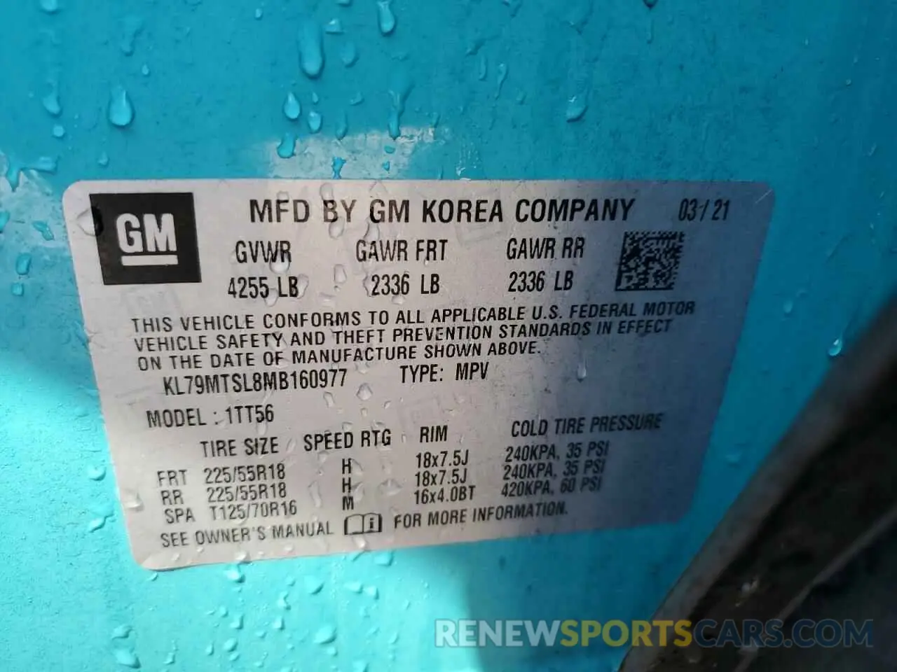 14 Photograph of a damaged car KL79MTSL8MB160977 CHEVROLET TRAILBLZR 2021