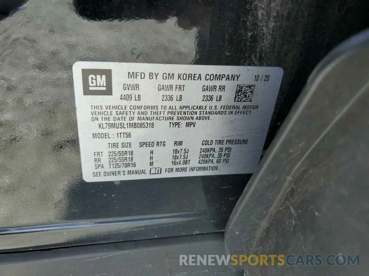14 Photograph of a damaged car KL79MUSL1MB085318 CHEVROLET TRAILBLZR 2021