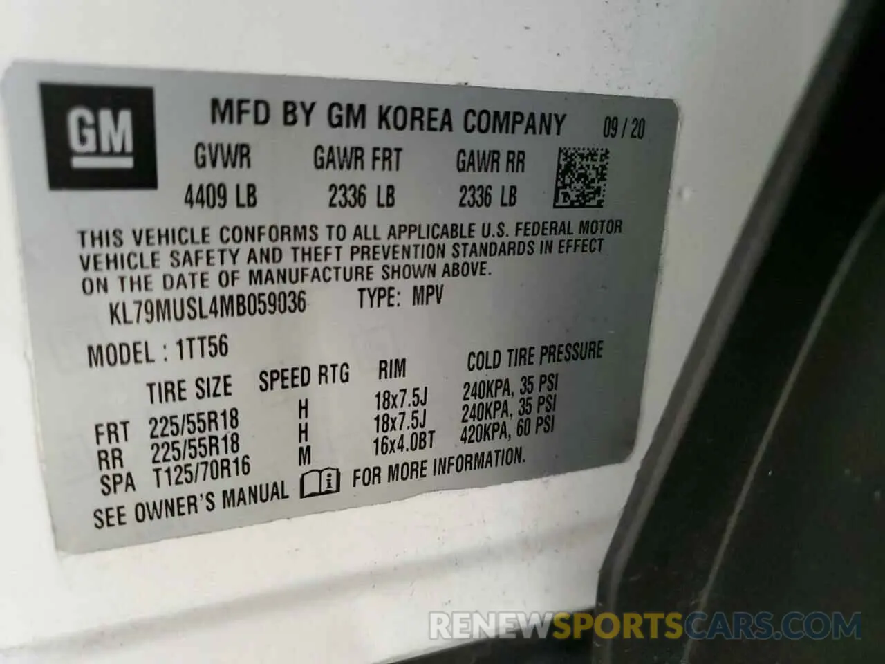 14 Photograph of a damaged car KL79MUSL4MB059036 CHEVROLET TRAILBLZR 2021