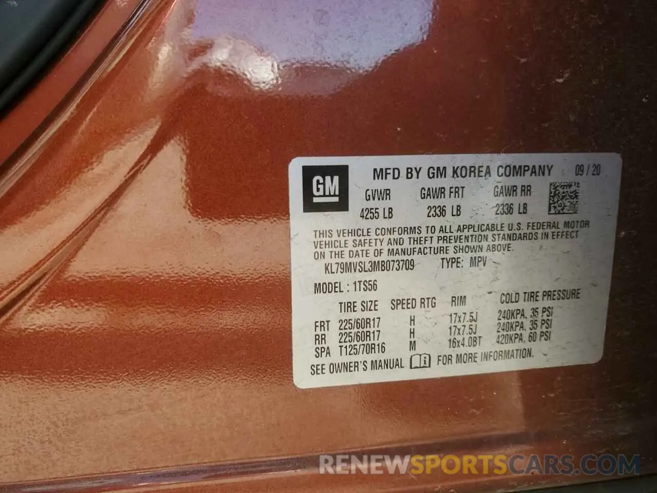 13 Photograph of a damaged car KL79MVSL3MB073709 CHEVROLET TRAILBLZR 2021