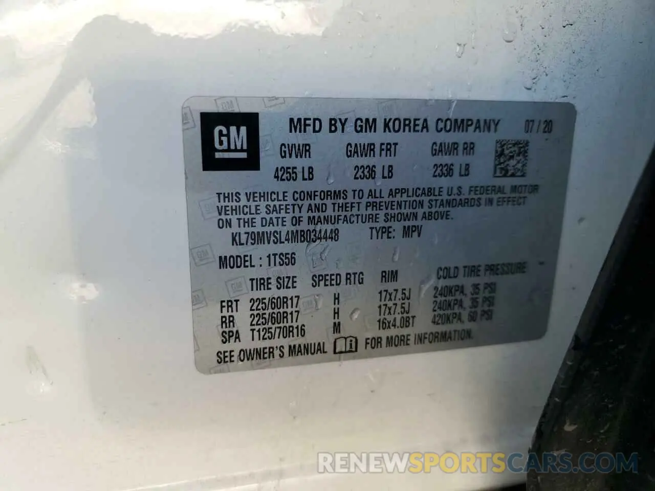 13 Photograph of a damaged car KL79MVSL4MB034448 CHEVROLET TRAILBLZR 2021