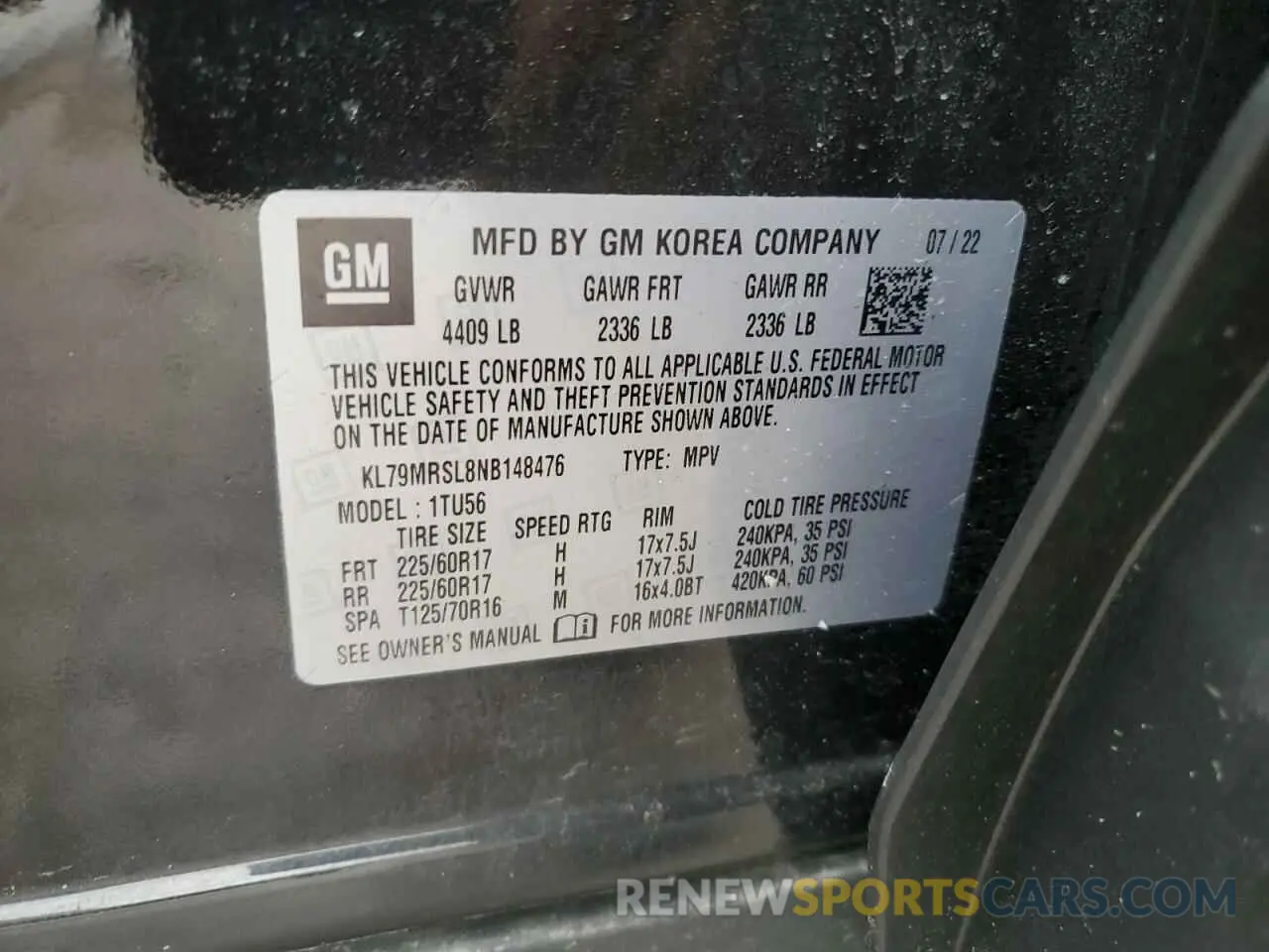 13 Photograph of a damaged car KL79MRSL8NB148476 CHEVROLET TRAILBLZR 2022