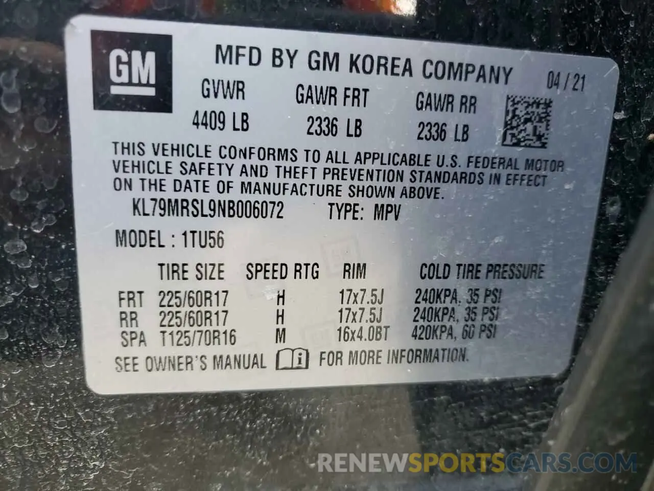 12 Photograph of a damaged car KL79MRSL9NB006072 CHEVROLET TRAILBLZR 2022