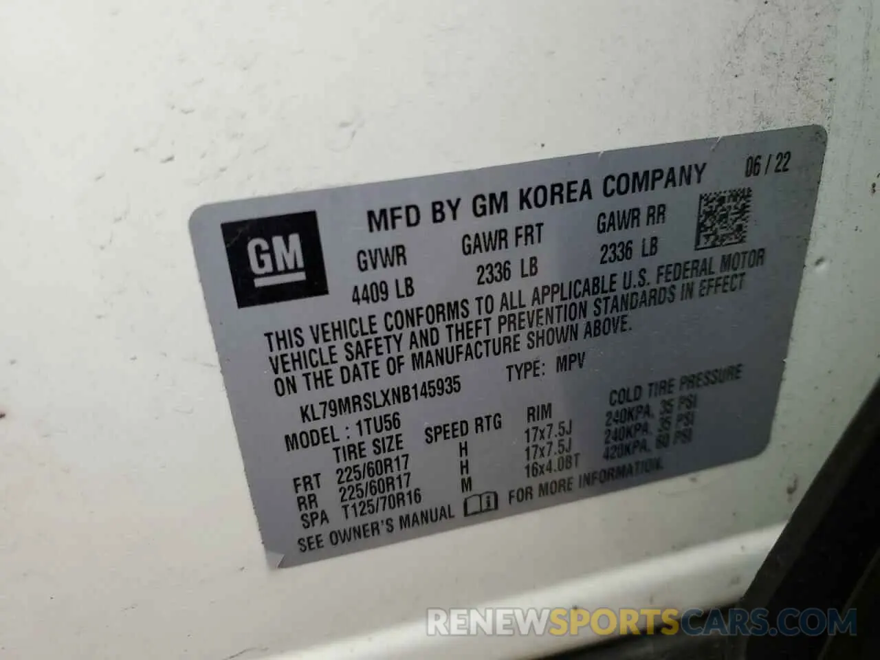 13 Photograph of a damaged car KL79MRSLXNB145935 CHEVROLET TRAILBLZR 2022
