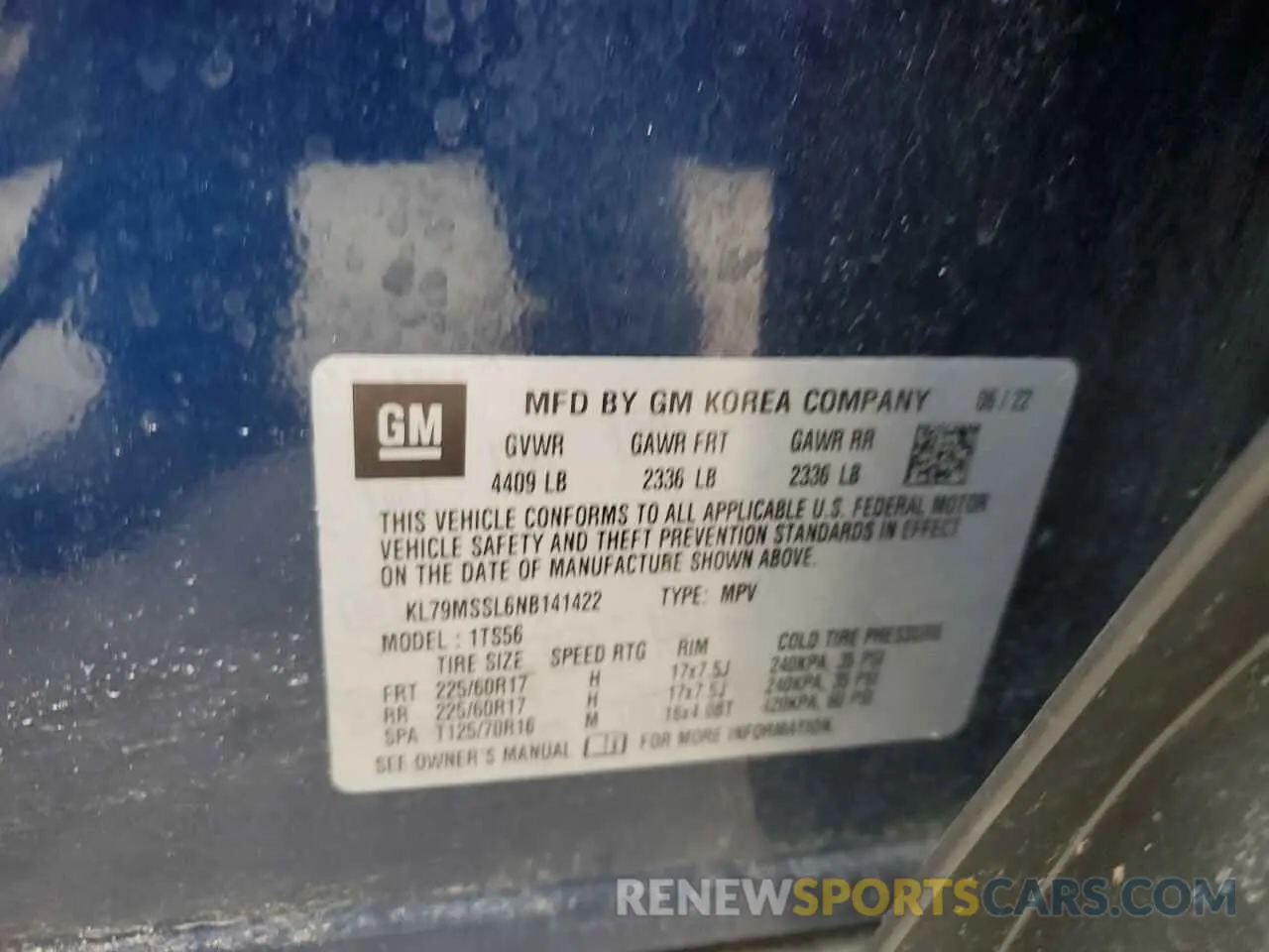 14 Photograph of a damaged car KL79MSSL6NB141422 CHEVROLET TRAILBLZR 2022