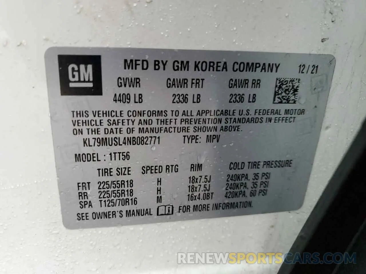 13 Photograph of a damaged car KL79MUSL4NB082771 CHEVROLET TRAILBLZR 2022