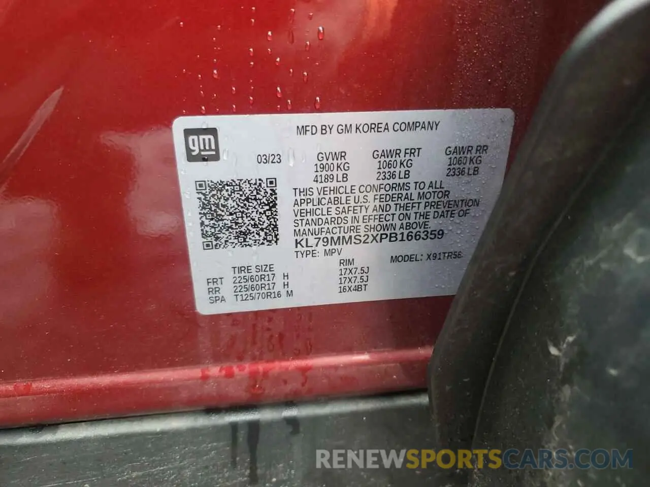 13 Photograph of a damaged car KL79MMS2XPB166359 CHEVROLET TRAILBLZR 2023