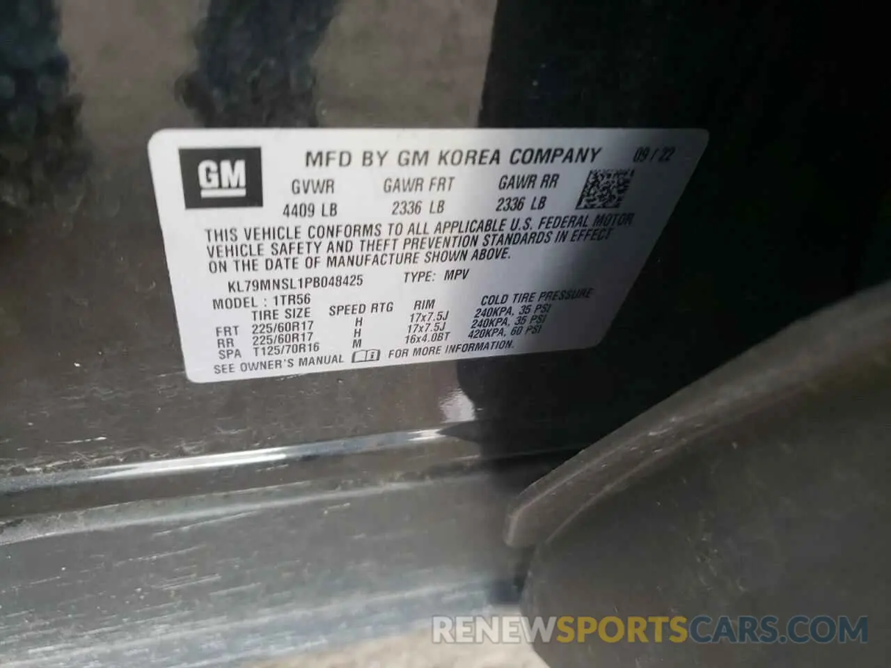 12 Photograph of a damaged car KL79MNSL1PB048425 CHEVROLET TRAILBLZR 2023