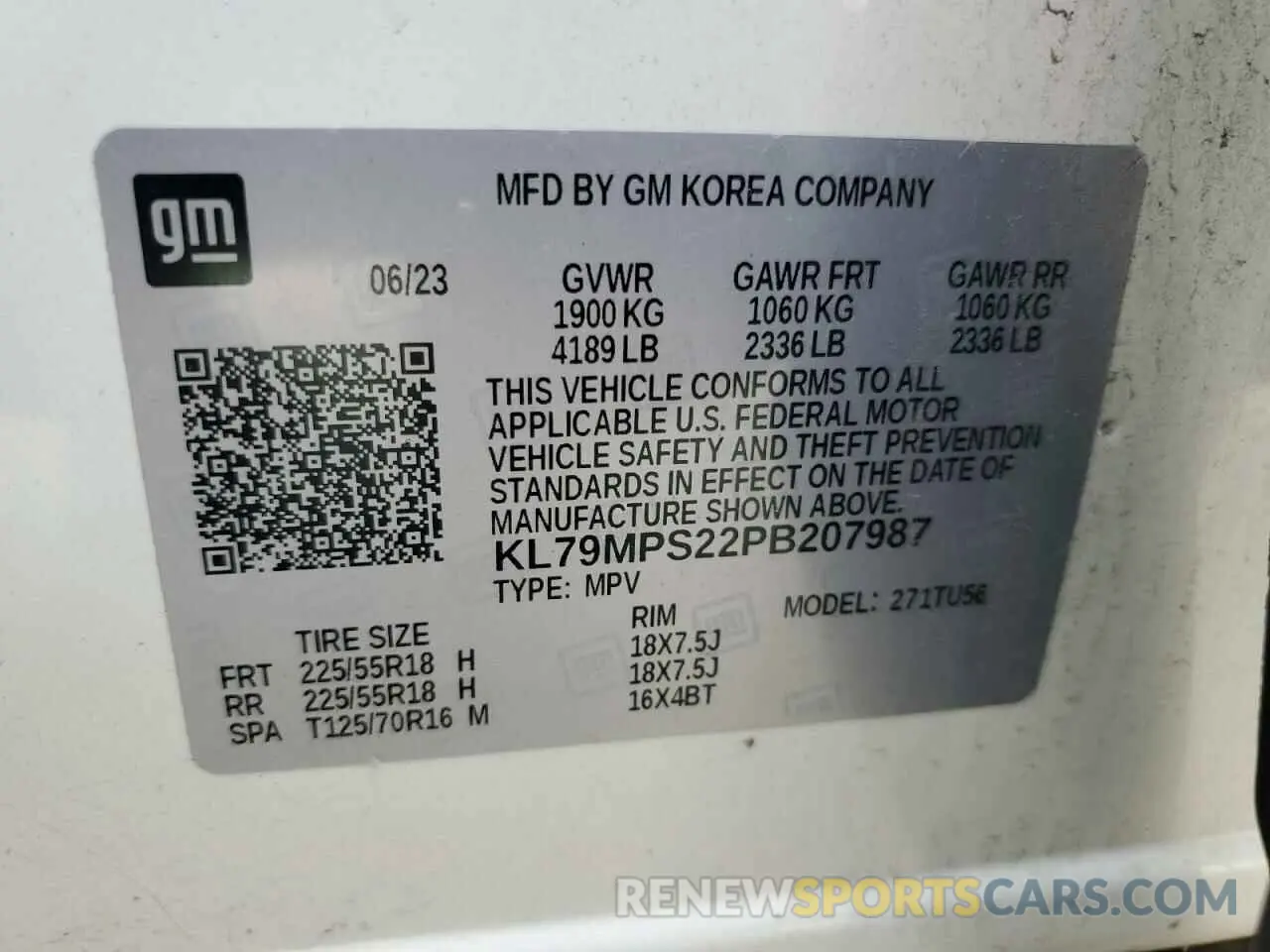 13 Photograph of a damaged car KL79MPS22PB207987 CHEVROLET TRAILBLZR 2023