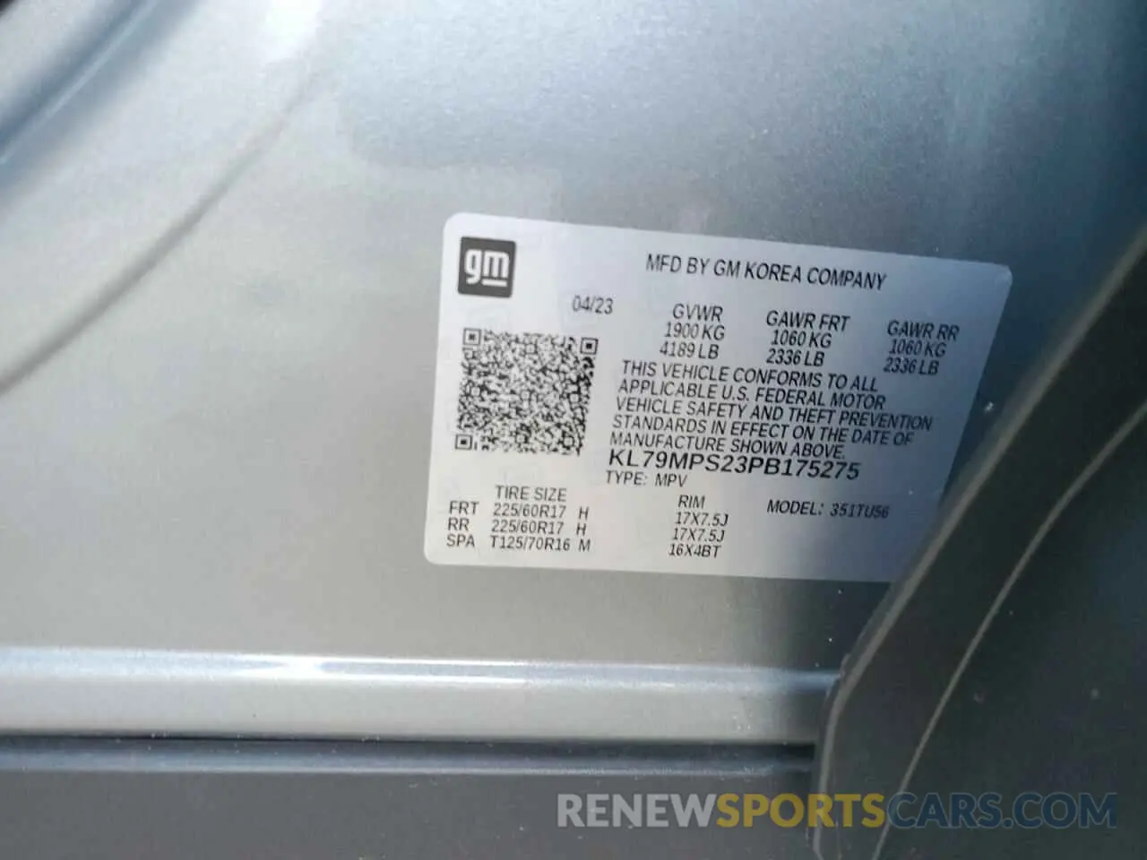 14 Photograph of a damaged car KL79MPS23PB175275 CHEVROLET TRAILBLZR 2023