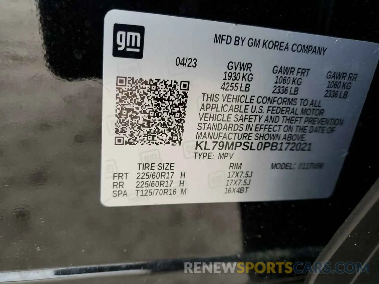 14 Photograph of a damaged car KL79MPSL0PB172021 CHEVROLET TRAILBLZR 2023