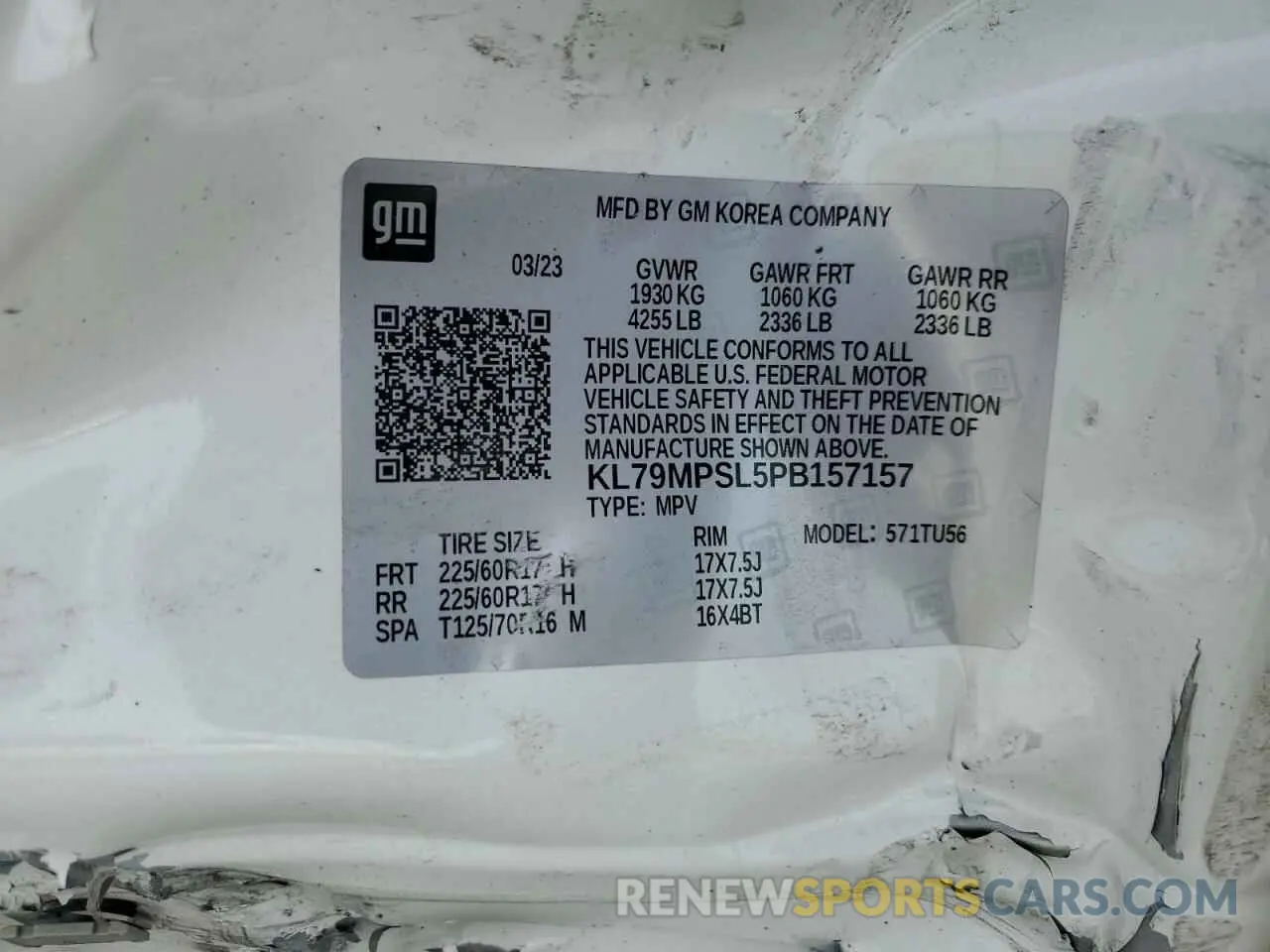 14 Photograph of a damaged car KL79MPSL5PB157157 CHEVROLET TRAILBLZR 2023