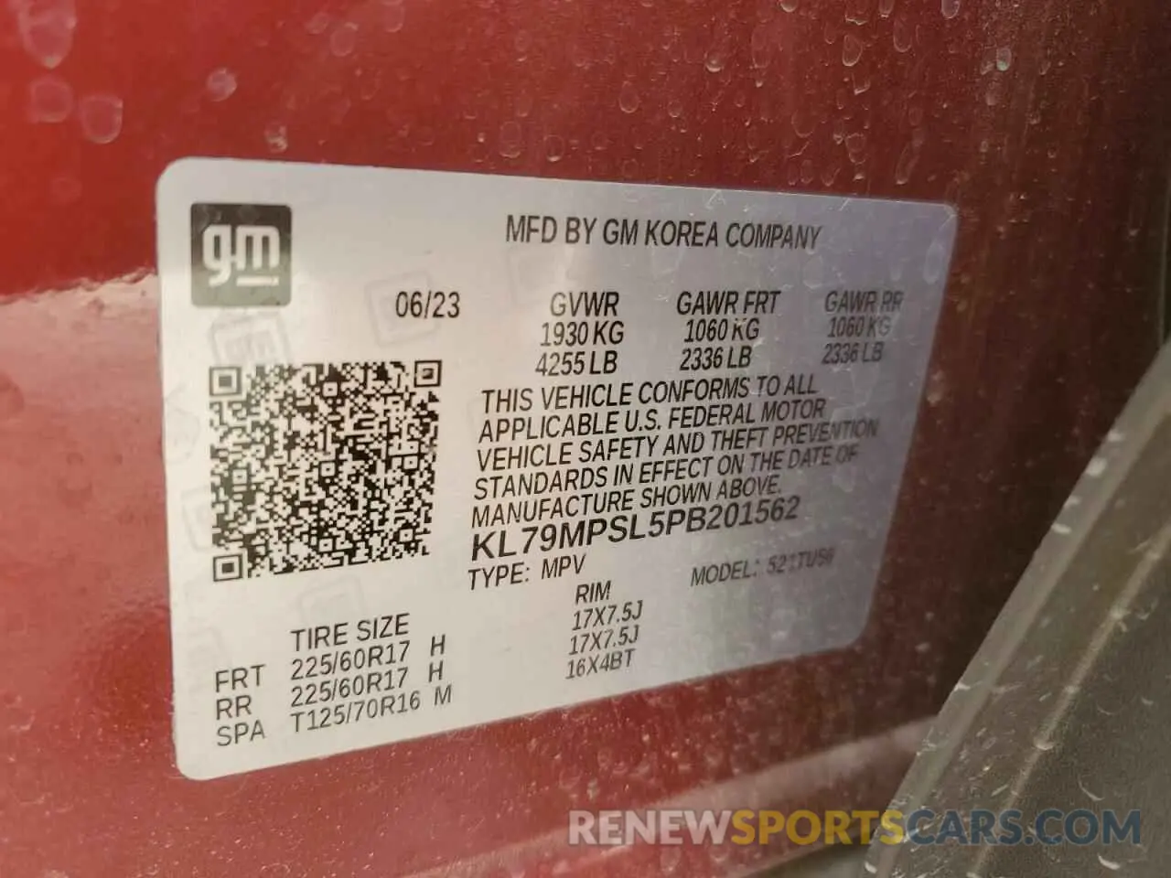 14 Photograph of a damaged car KL79MPSL5PB201562 CHEVROLET TRAILBLZR 2023