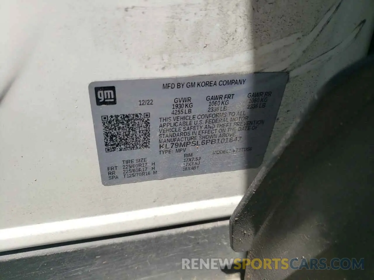 14 Photograph of a damaged car KL79MPSL6PB101647 CHEVROLET TRAILBLZR 2023