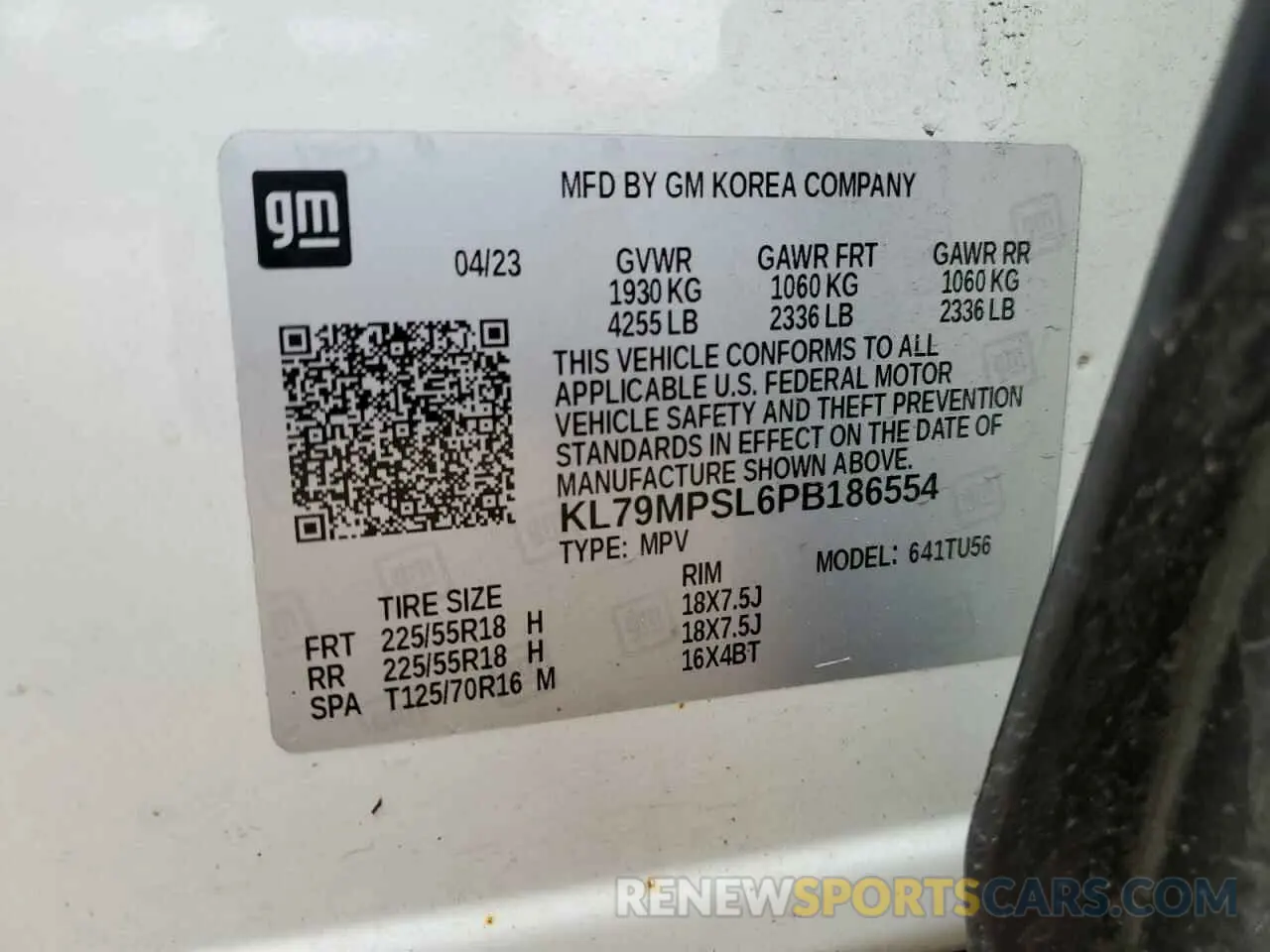 14 Photograph of a damaged car KL79MPSL6PB186554 CHEVROLET TRAILBLZR 2023