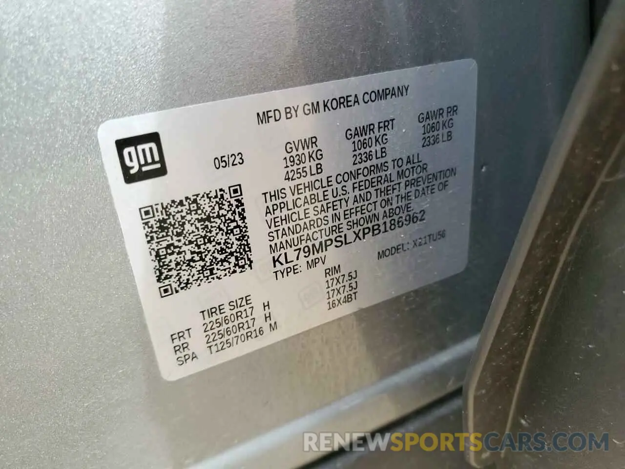 13 Photograph of a damaged car KL79MPSLXPB186962 CHEVROLET TRAILBLZR 2023