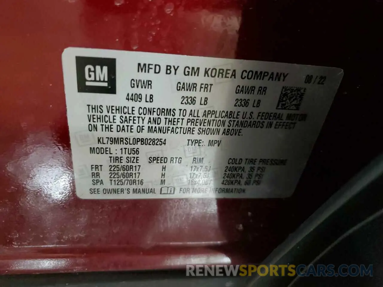 13 Photograph of a damaged car KL79MRSL0PB028254 CHEVROLET TRAILBLZR 2023
