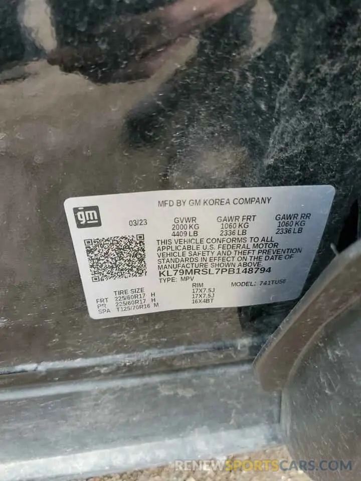 13 Photograph of a damaged car KL79MRSL7PB148794 CHEVROLET TRAILBLZR 2023