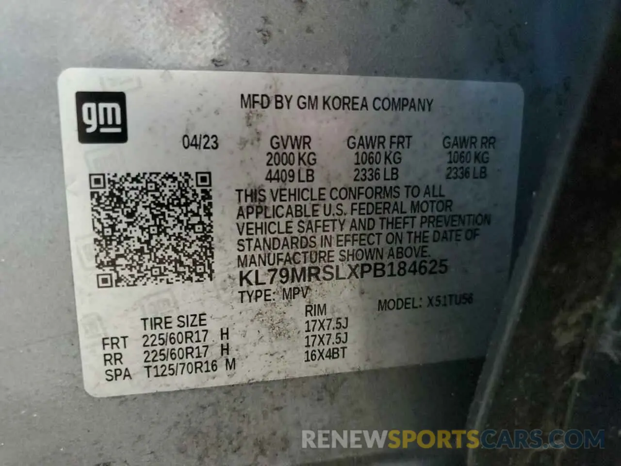 13 Photograph of a damaged car KL79MRSLXPB184625 CHEVROLET TRAILBLZR 2023