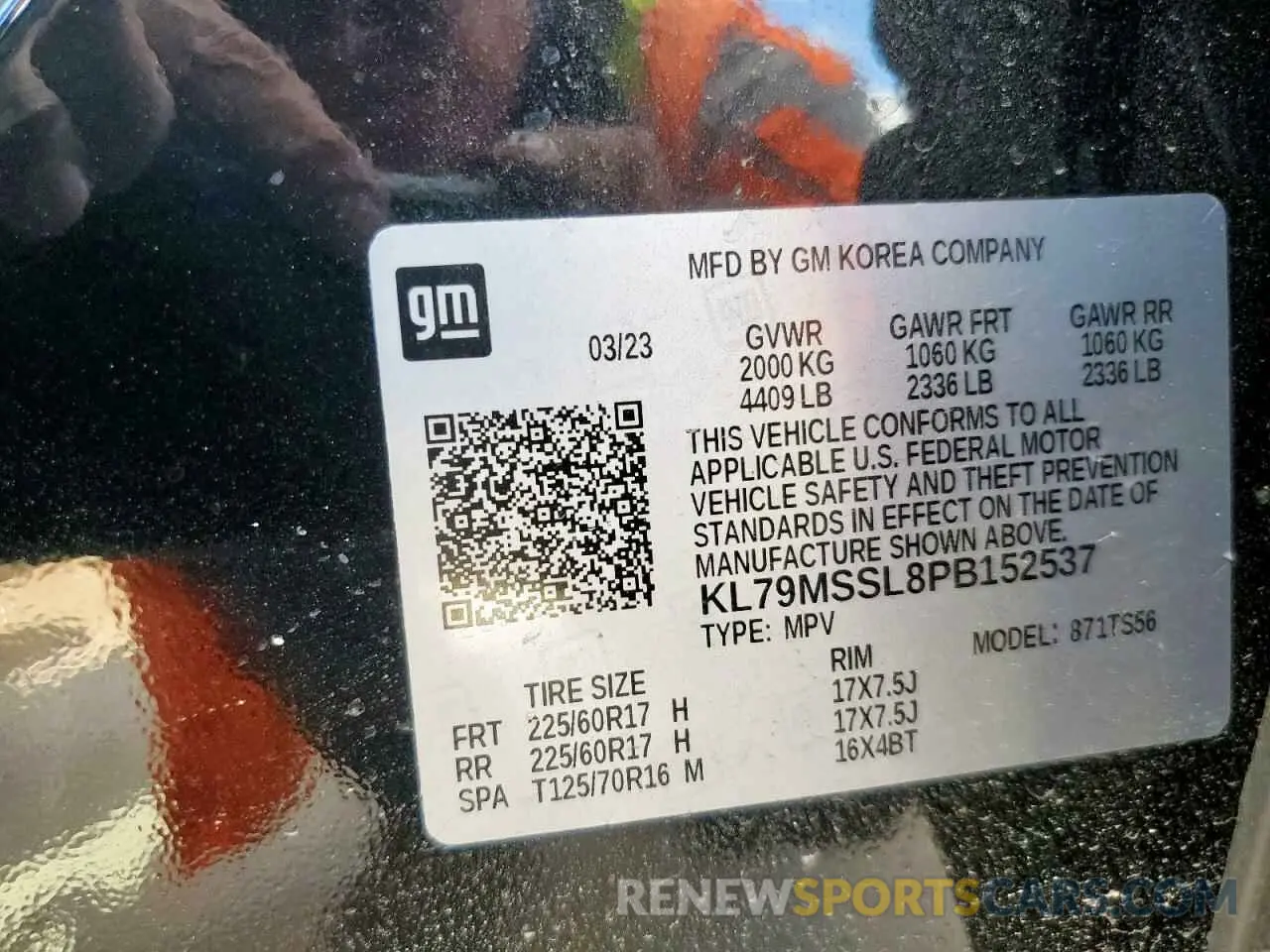14 Photograph of a damaged car KL79MSSL8PB152537 CHEVROLET TRAILBLZR 2023