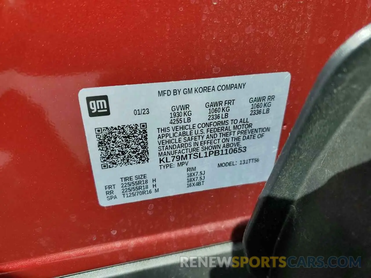 15 Photograph of a damaged car KL79MTSL1PB110653 CHEVROLET TRAILBLZR 2023