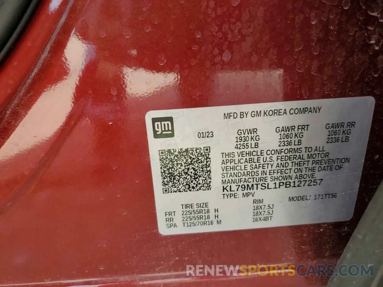 14 Photograph of a damaged car KL79MTSL1PB127257 CHEVROLET TRAILBLZR 2023
