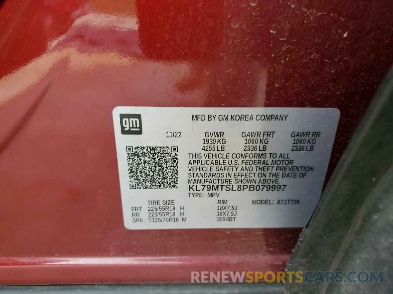 13 Photograph of a damaged car KL79MTSL8PB079997 CHEVROLET TRAILBLZR 2023