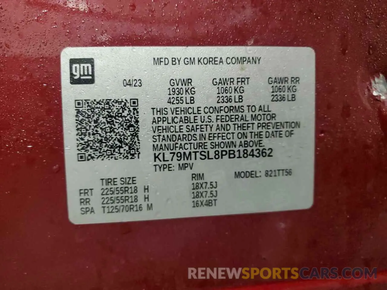 14 Photograph of a damaged car KL79MTSL8PB184362 CHEVROLET TRAILBLZR 2023