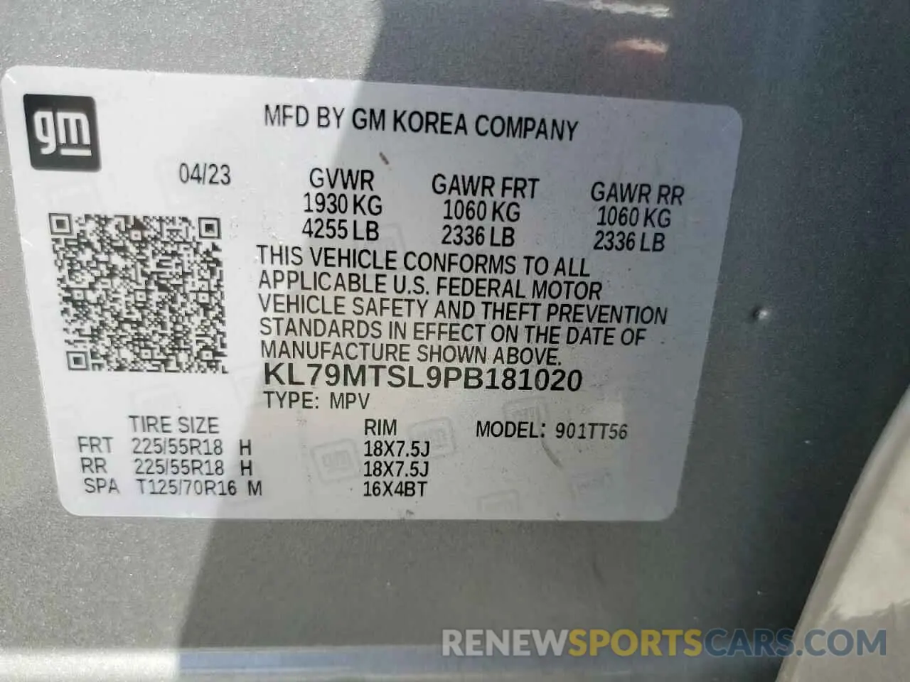 13 Photograph of a damaged car KL79MTSL9PB181020 CHEVROLET TRAILBLZR 2023