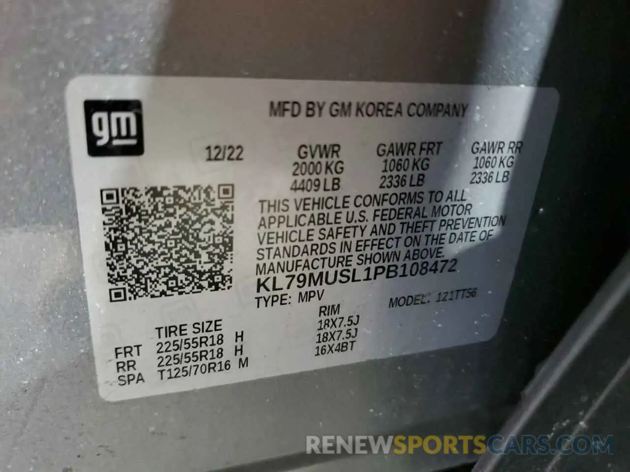 13 Photograph of a damaged car KL79MUSL1PB108472 CHEVROLET TRAILBLZR 2023