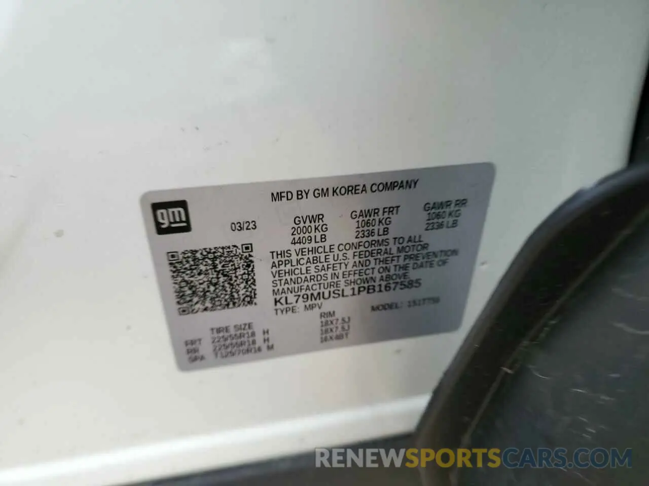 13 Photograph of a damaged car KL79MUSL1PB167585 CHEVROLET TRAILBLZR 2023