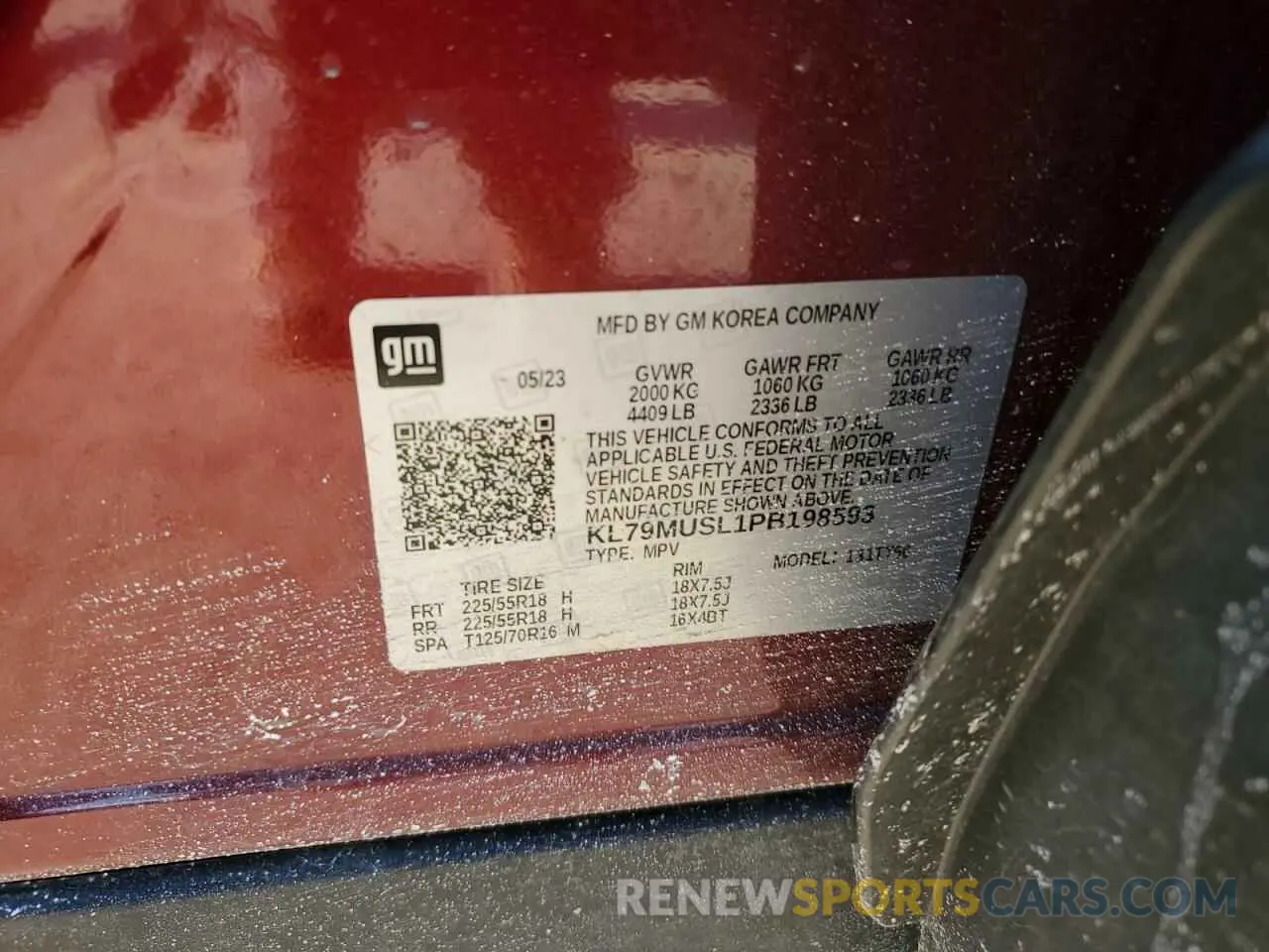 15 Photograph of a damaged car KL79MUSL1PB198593 CHEVROLET TRAILBLZR 2023