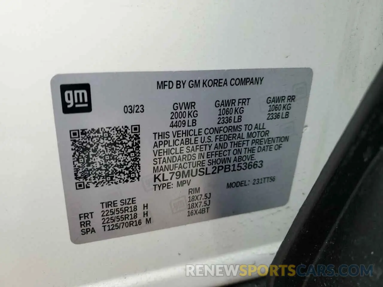 13 Photograph of a damaged car KL79MUSL2PB153663 CHEVROLET TRAILBLZR 2023